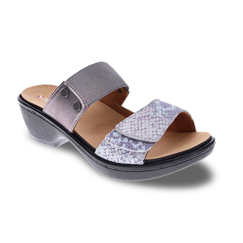 Ibiza Slide - Gunmetal/ Teal Snake