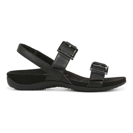 Reese Backstrap Sandal - Black Tumbled Leather