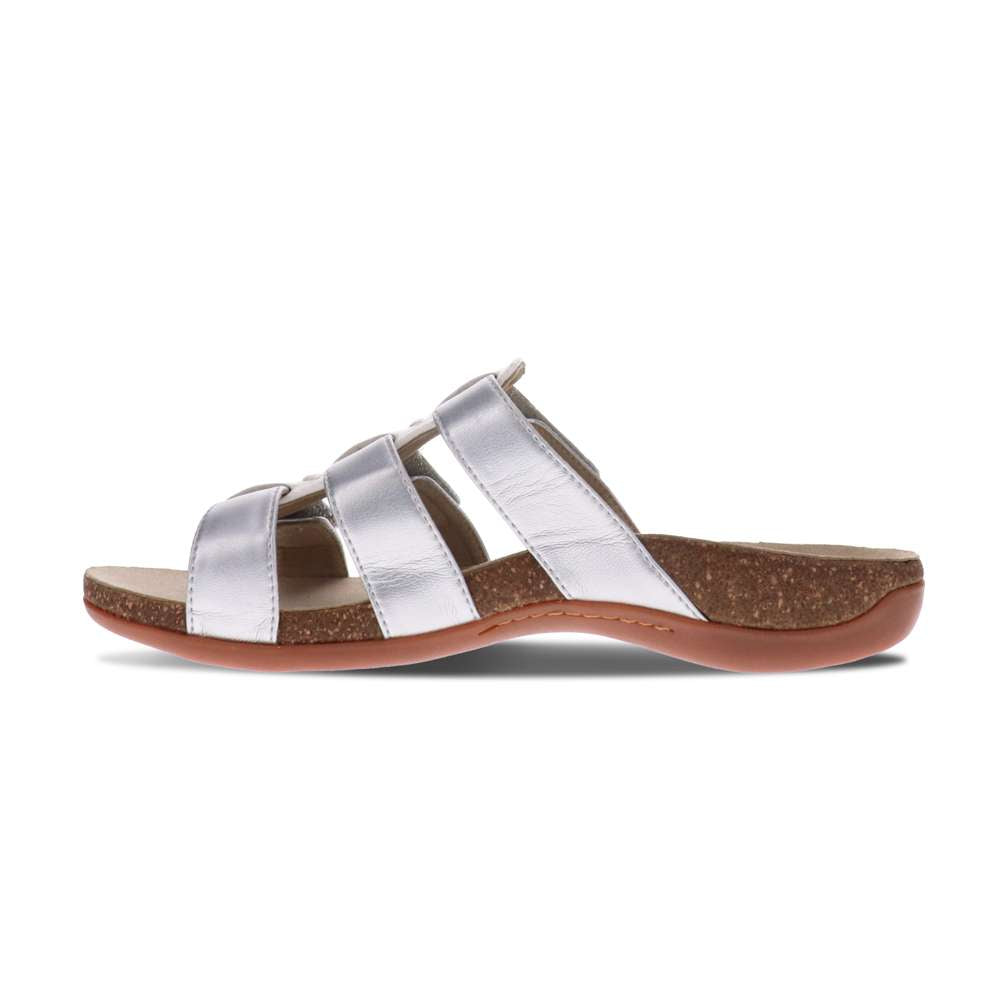 Andrea Slide Sandal - White Metallic
