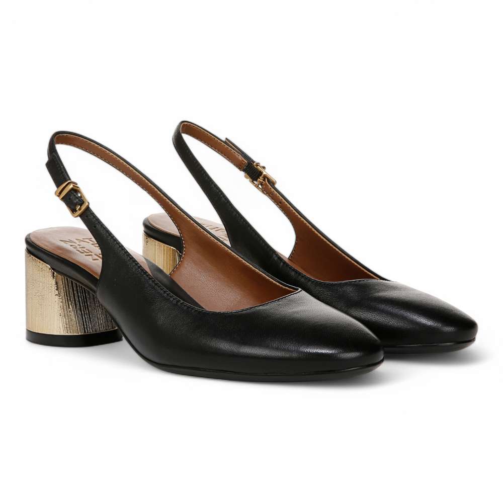 Lane Slingback Pump - Black Leather
