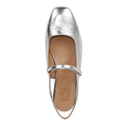 Connie Mary Jane Slingback Flat - Silver