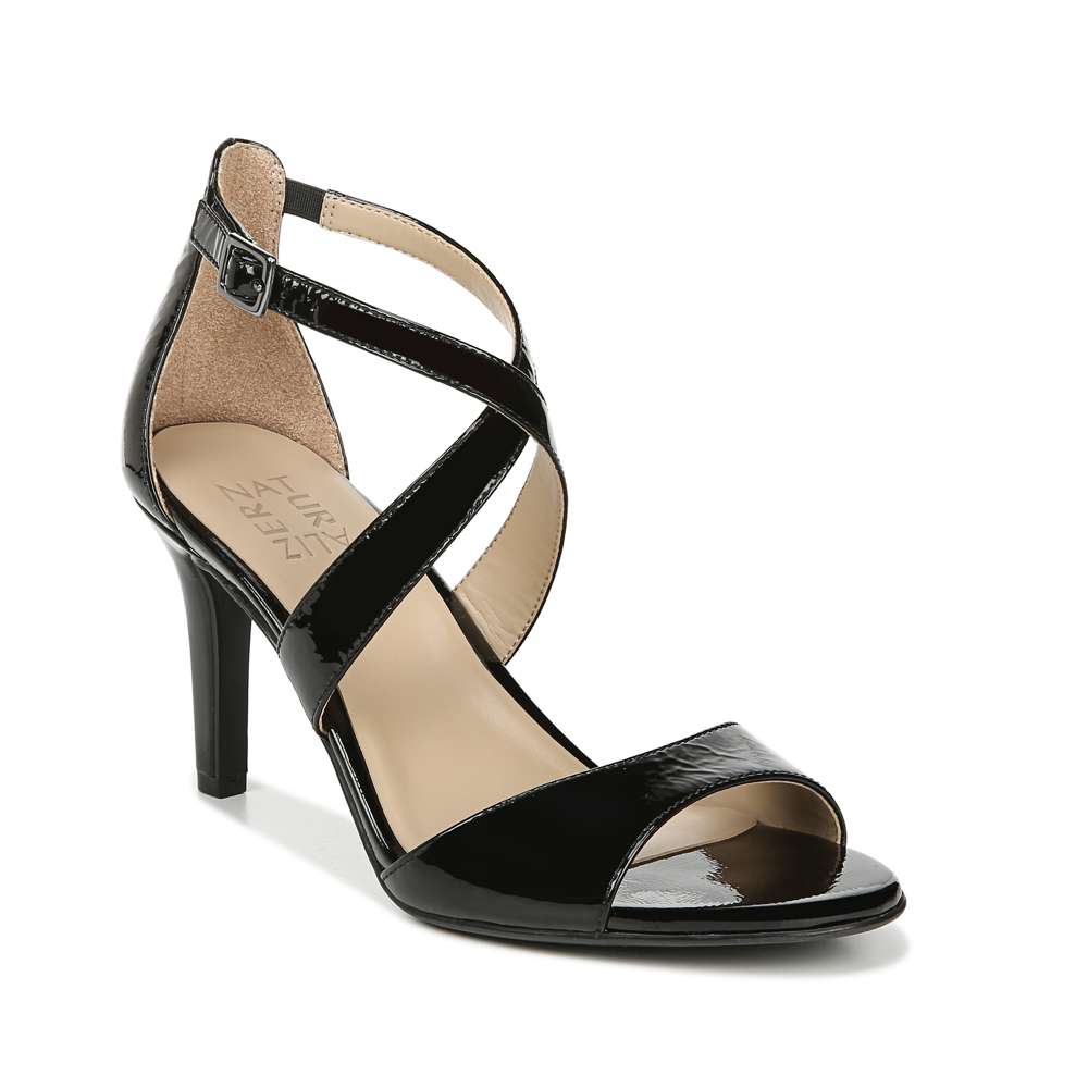 Kyra Heeled Sandal - Black Patent