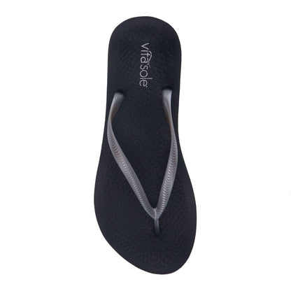 Venice Solid Women's Toe Post Sandal - Black/Pewter