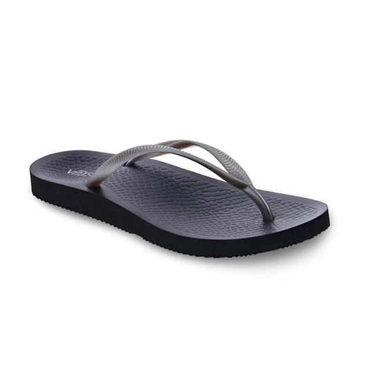Venice Solid Women's Toe Post Sandal - Black/Pewter