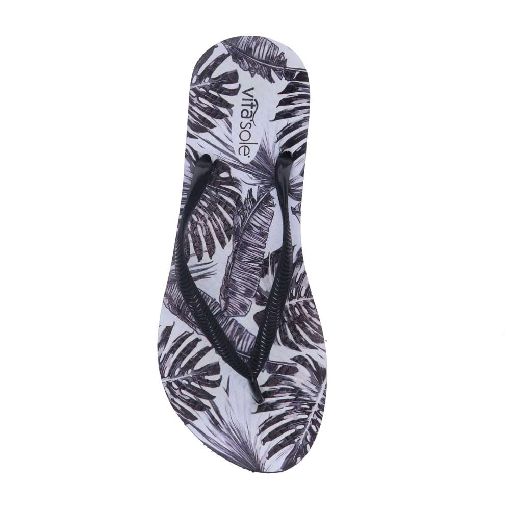 Venice Print Women's Toe Post Sandal - Palm Black