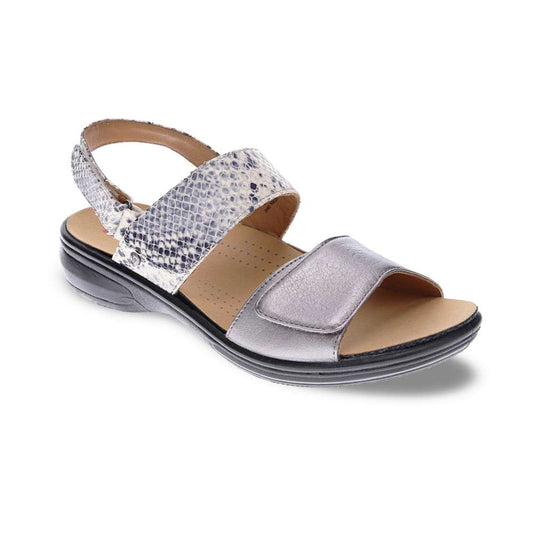 Como Adjustable Sandal - Gunmetal/Natural Snake