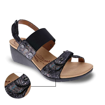 Tahiti Wedge - Black Metallic Python