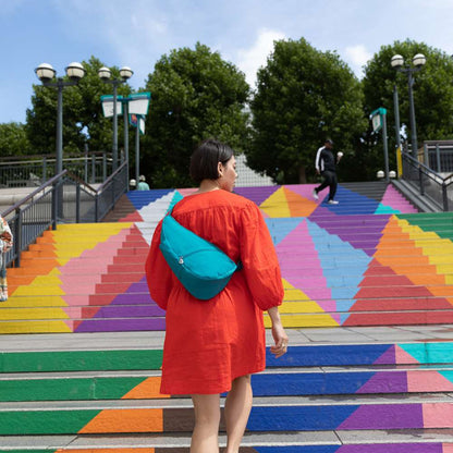 Textured Nylon Backpack - Capri Blue