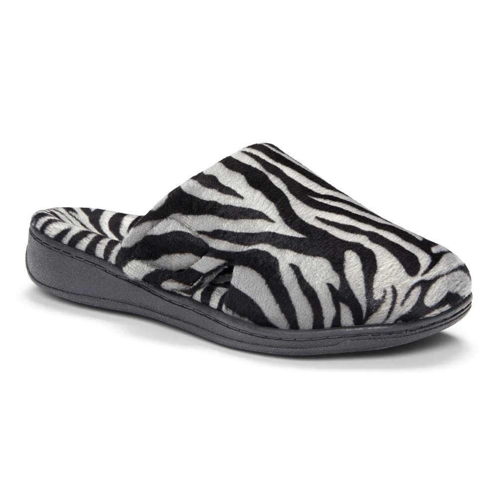 Gemma Mule Slippers - Dark Grey Zebra