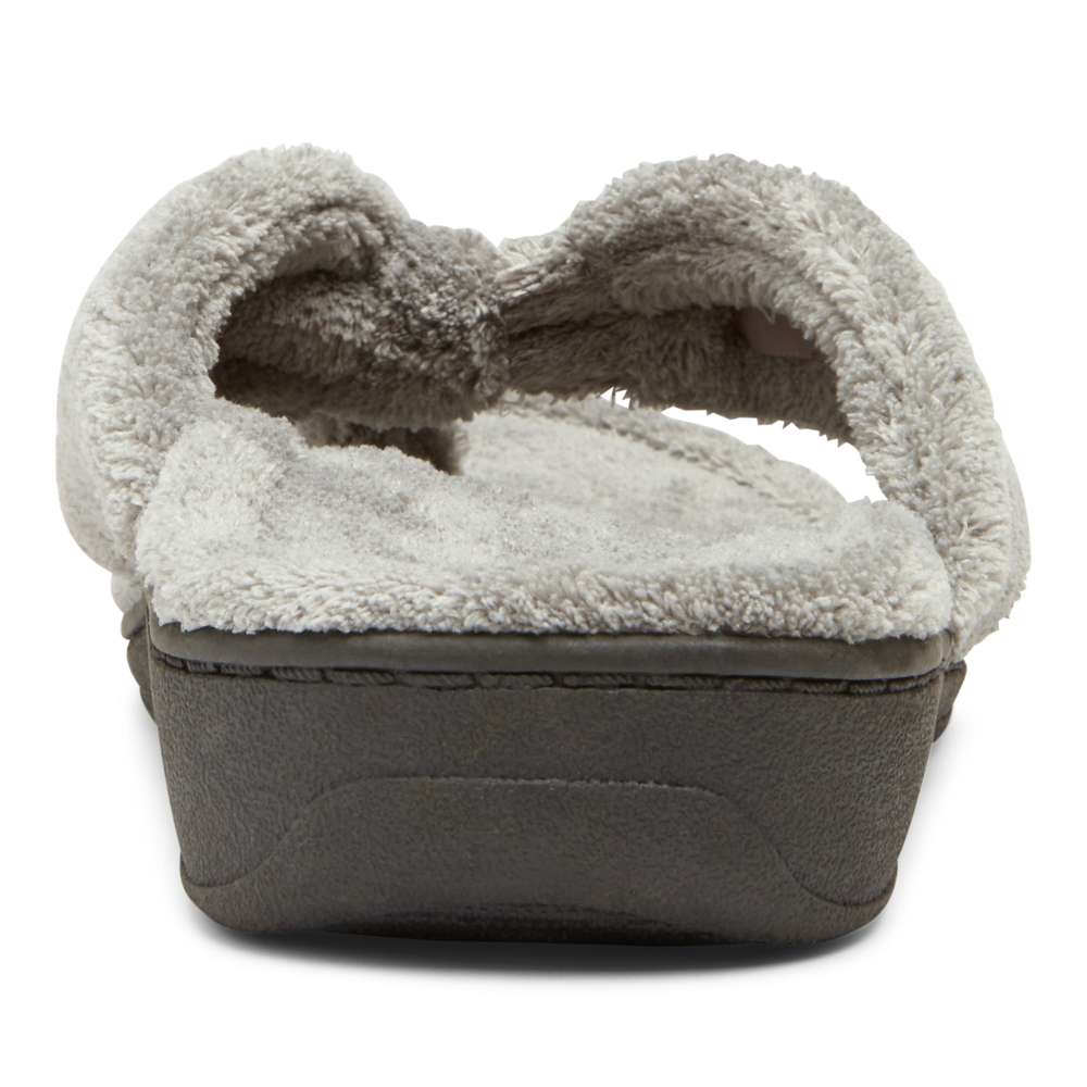 Gracie Toe Post Slipper - Light Grey
