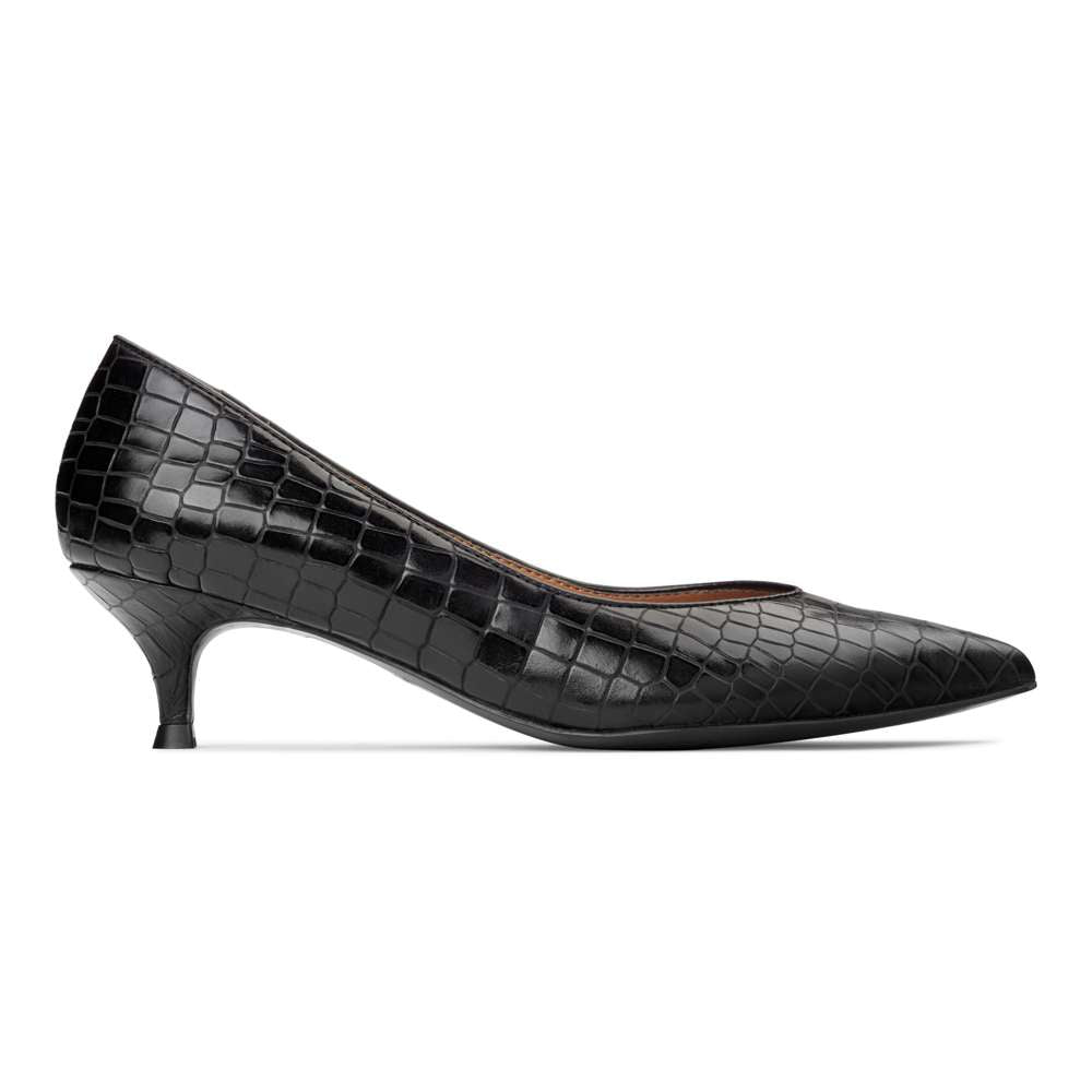 Josie Kitten Heel - Black Croc