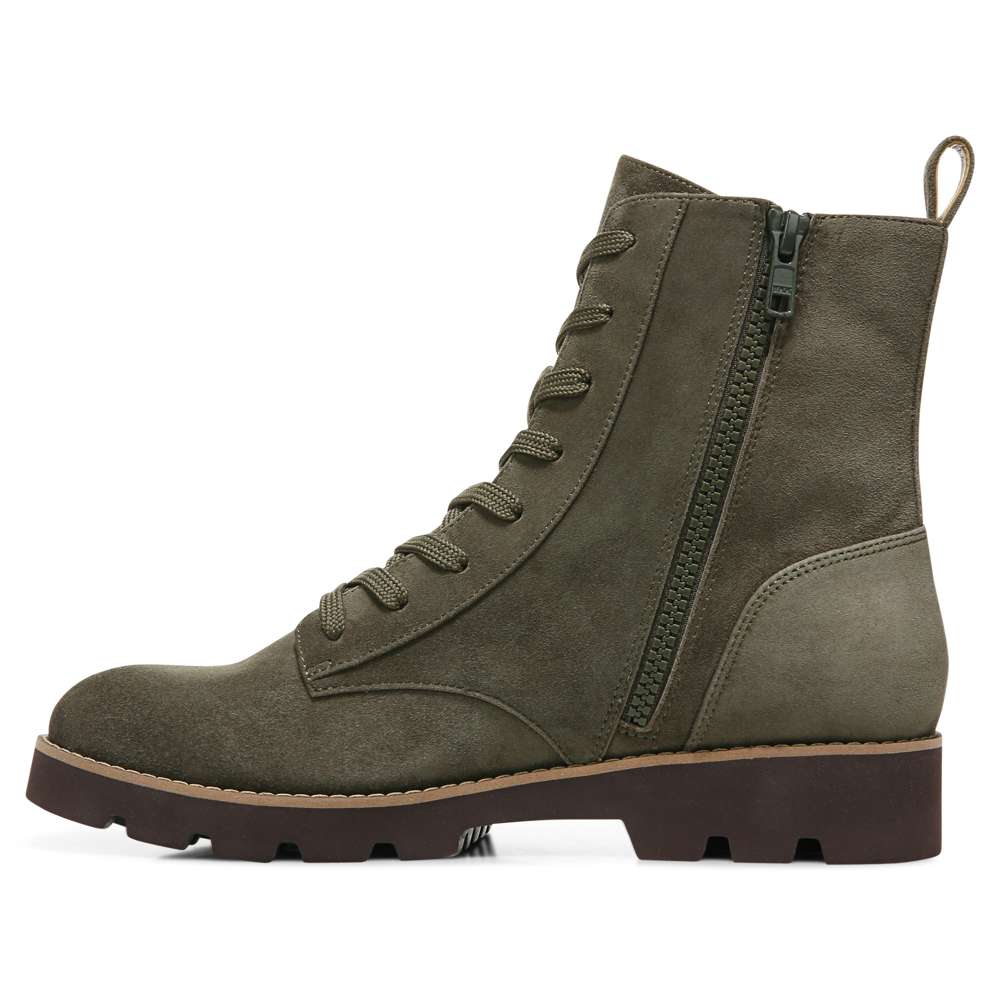Lani Lace-Up Boot - Olive Suede