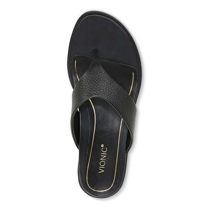 Agave Toe Post Sandal - Black Leather