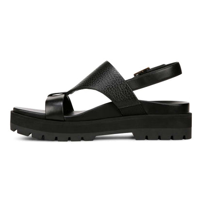 Alondra Platform Lug Sandal - Black Leather