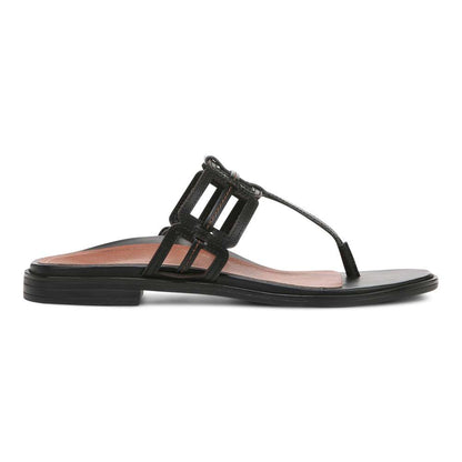 Alvana Toe Post Sandal - Black Leather