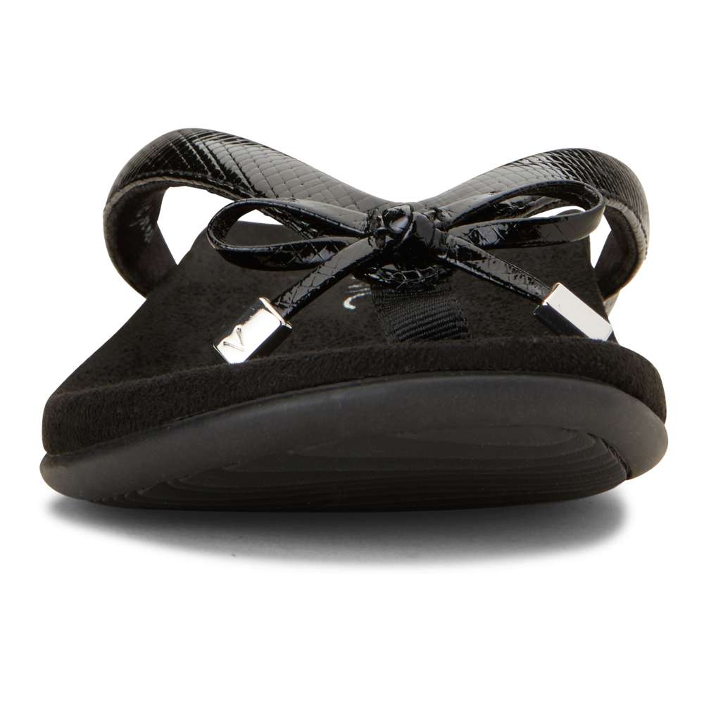 Bella Toe Post Sandal - Black Lizard
