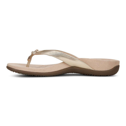 Bella Toe Post Sandal - Gold Ribbed