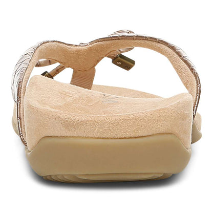 Bella Toe Post Sandal - Rose Gold Metallic Croc