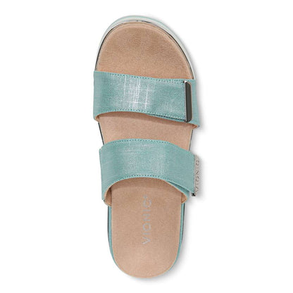 Brandie Flatform Slide Sandal - Aqua Metallic