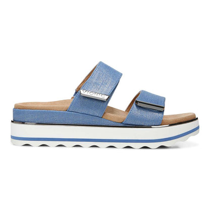 Brandie Flatform Slide Sandal - Vallarta Blue Linen