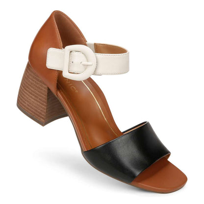 Chardonnay Heeled Sandal - Tan/Black/Cream