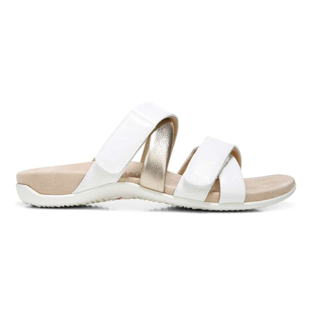 Hadlie Slide Sandal - White Patent