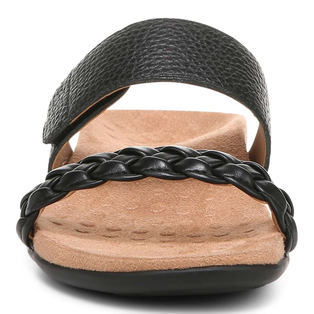 Jeanne Slide Sandal - Black Leather