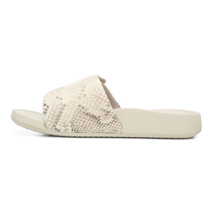 Keira Slide Sandal - Cream Snake