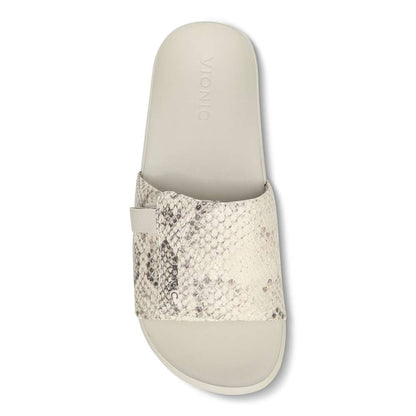 Keira Slide Sandal - Cream Snake