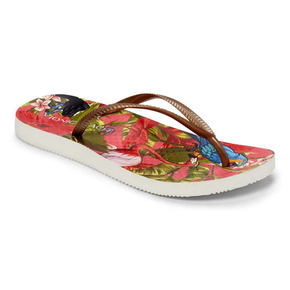 Noosa Print Toe Post Sandal - Red Tropical Bronze
