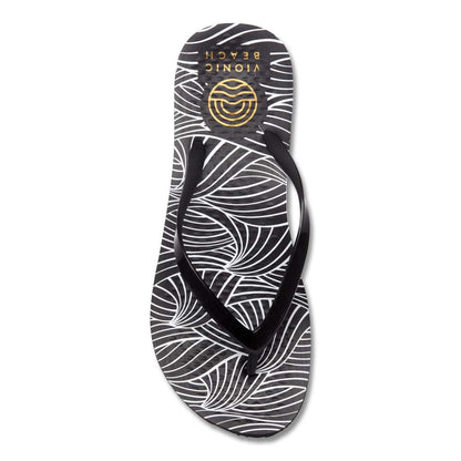 Noosa Print Toe Post Sandal - Wave Black