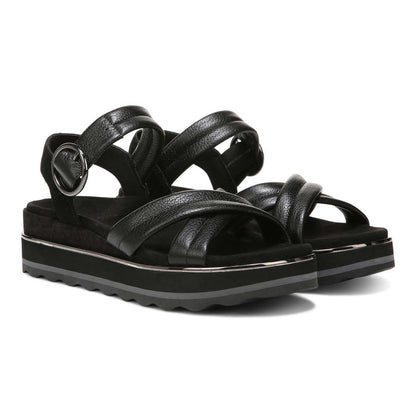 Reyna Flatform Sandal - Black Leather