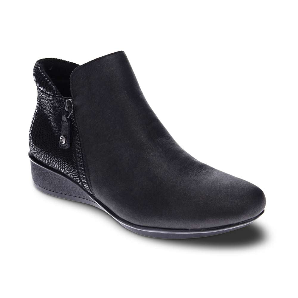 Damascus Wedged Boot - Onyx/Black Lizard