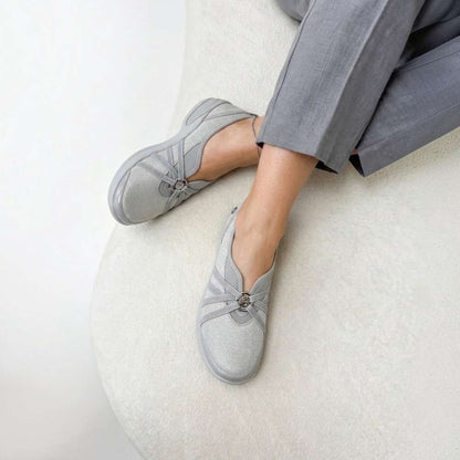 Niche Slip-On Casual Sneaker - Silver Shimmer Fabric