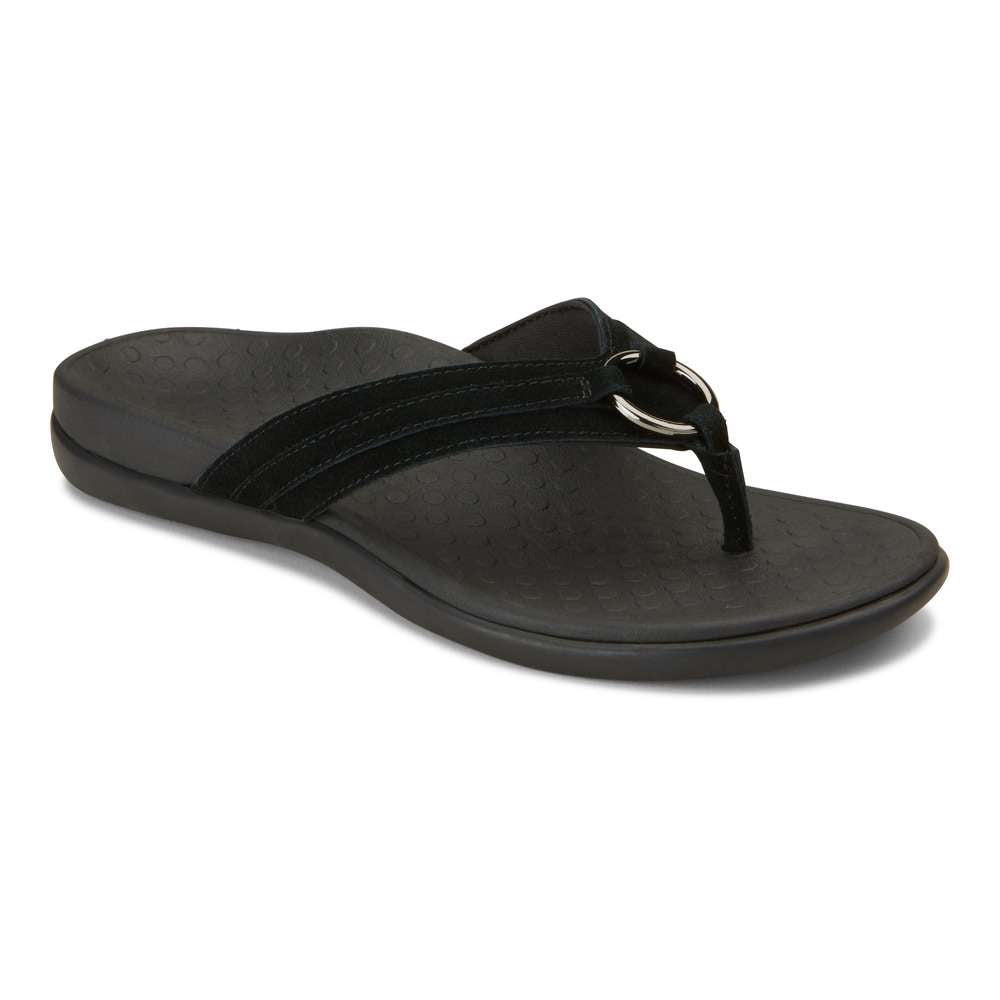 Tide Aloe Toe Post - Black Suede
